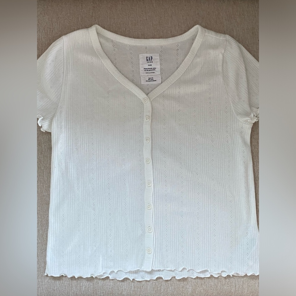Girls Floral Button Tee